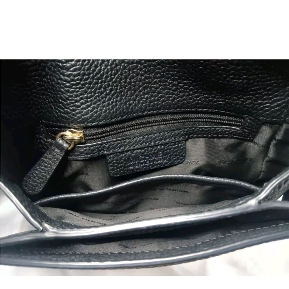 Michael Kors Maxine Pebbled Saddle bag - Black Leather - Picture 6 of 10